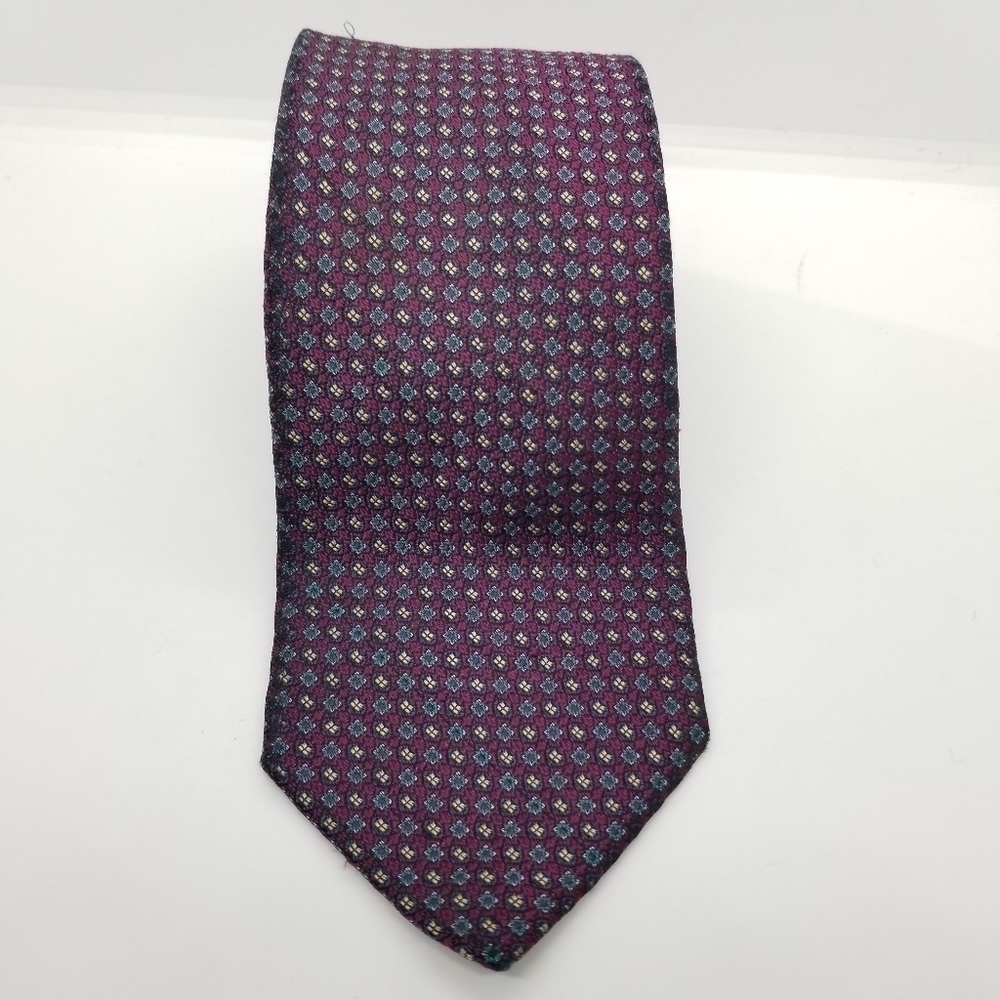 Lord & Taylor Kensington Collection vintage tie berry blue yellow 58.5 in